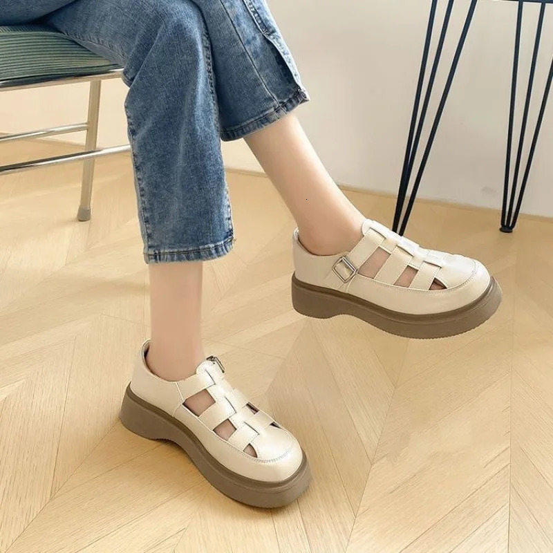 Womens Breathable Mesh Sandals with Adjustable Buckle Chunky Platform Wedge Heel Casual Comfort Shoes for Summer Walking 250526