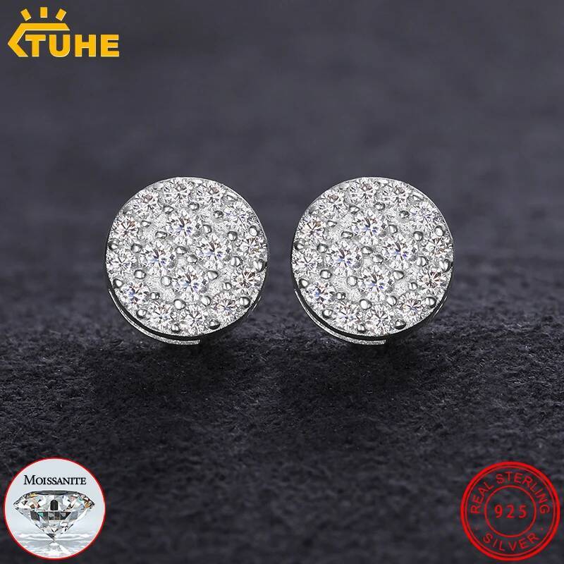 Top Quality Unisex Round 100% Sier Earrings Fashion Classic Moissanite Earring For Women Jewelry