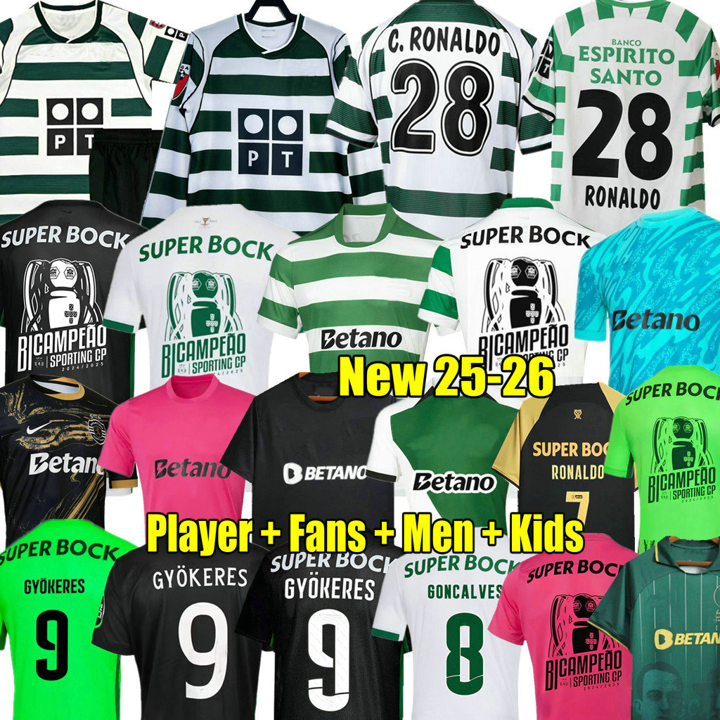 RETRO Ronaldo Classic GYOKERES 24 25 26 sporting CP soccer jersey COATES home away 2025 2026 HJULMAND football shirt Men Kids Lisboa Vintage fans ACUNA
