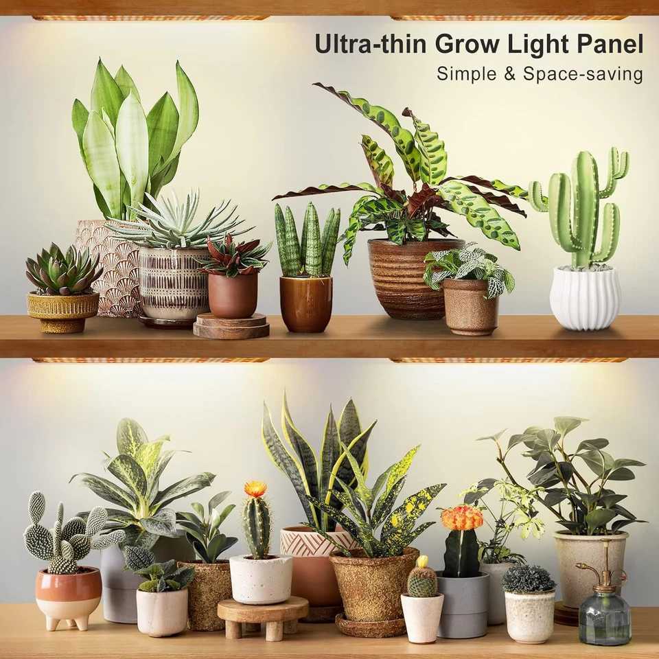 LED Grow Light for Indoor Plants Full Spectrum Ultra-Thin Sunlight Plant Light Panel Under Cabinet Grow Lamp with Timer DimmableXJ250526