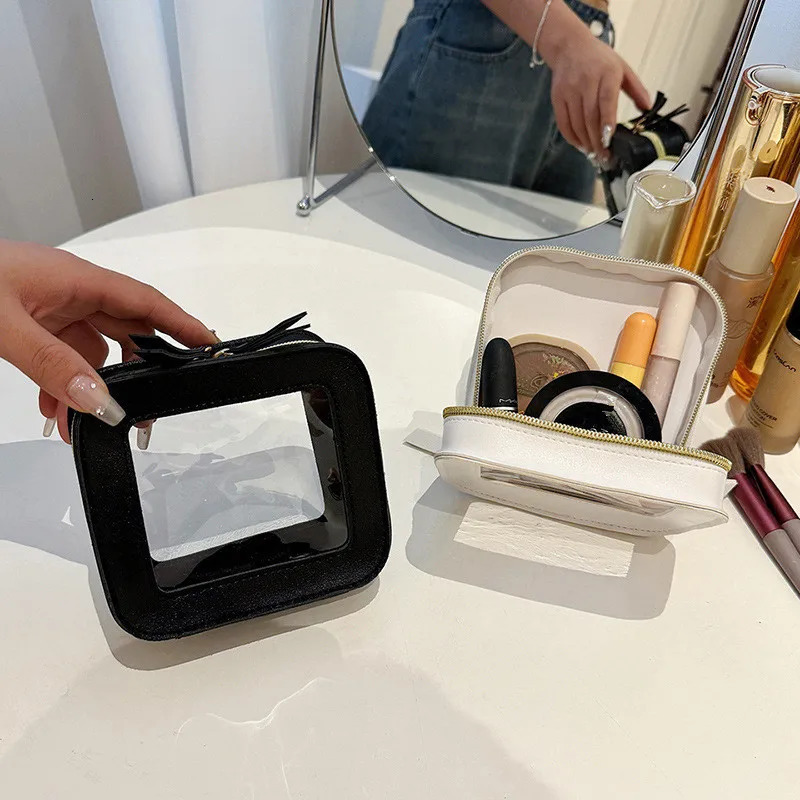 Small Cosmetic Bag Mini Makeup Bag for Purse Square Zipper Waterproof Toiletry Bag Cute Clear Pouch Travel Organizer Case Clutch 250526