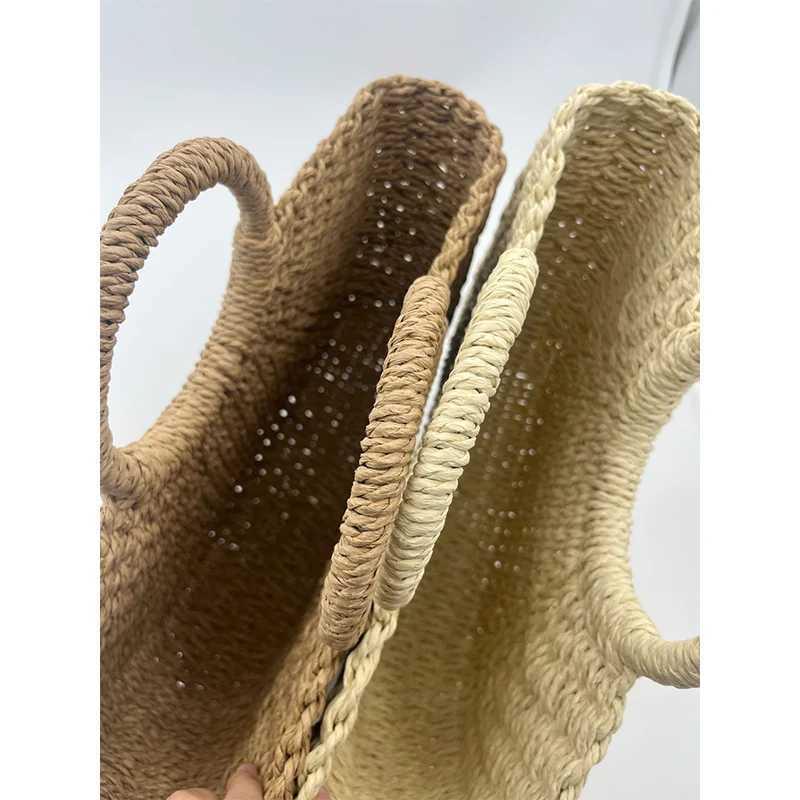 Handwoven Straw Rattan Half-Moon Beach Handbag Large Capacity Women Summer Hollow tote Outdoor handbags W250524