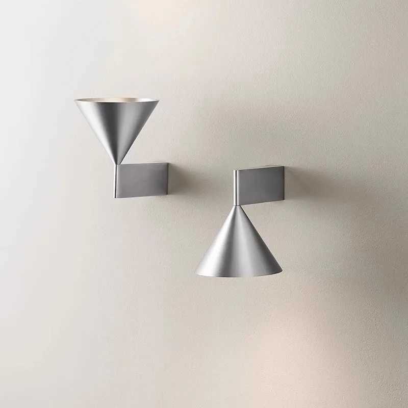 Nordic designer brushed metal small wall lamp creative living room study dining room personalized cone-shaped wall lampXJ250526