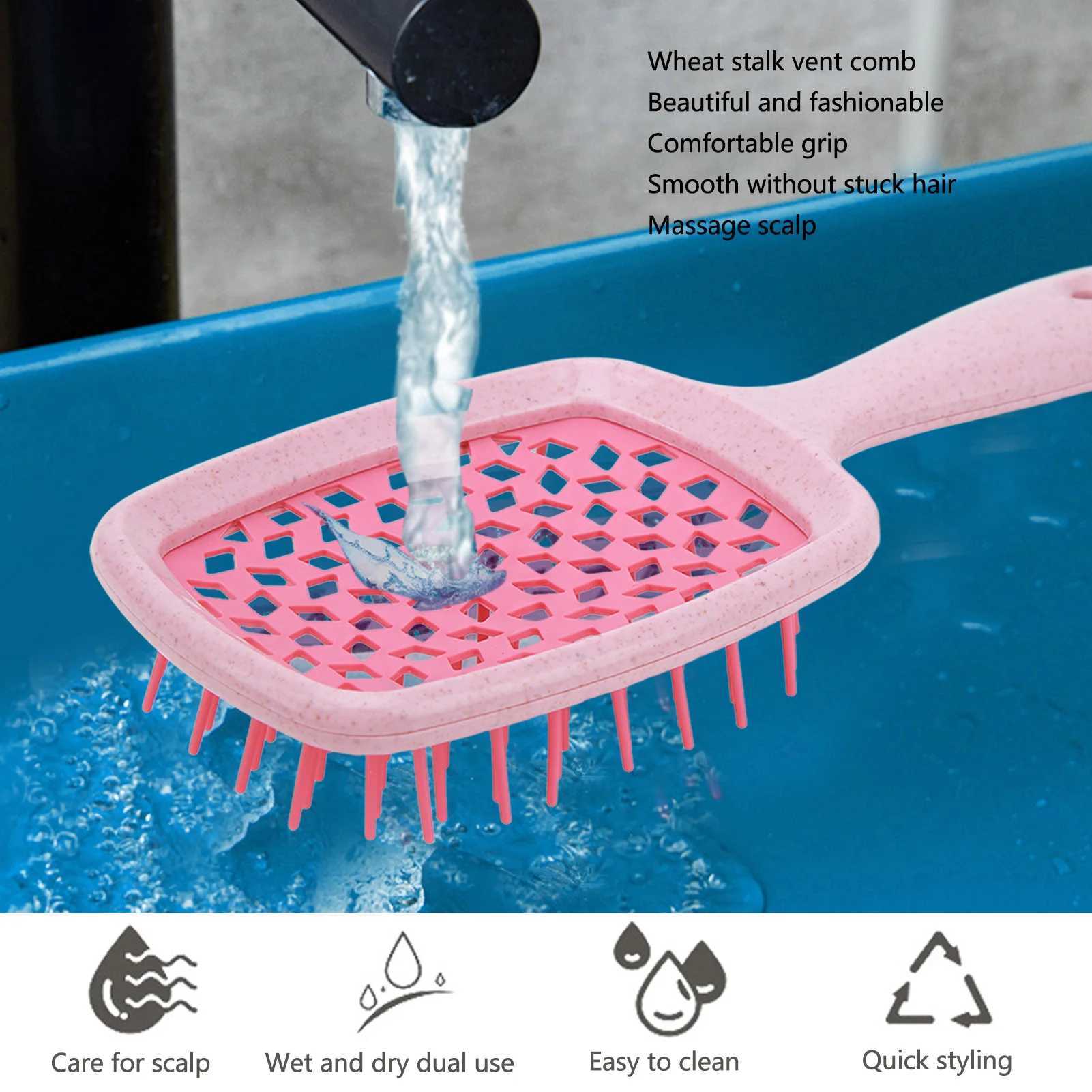 Curved Vent Hair Brush Scalp Massage Paddle Detangling Brush Styling Tool for Fast Blow Drying Pink R250526