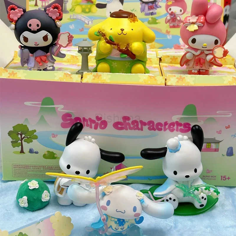 Sanrio Miniso Blind Box New Rhyme Flower Clothes Mystery Bag Kuromi Pochacco Cinnamoroll Cute Melody Action Figure Surprise Gift X250526
