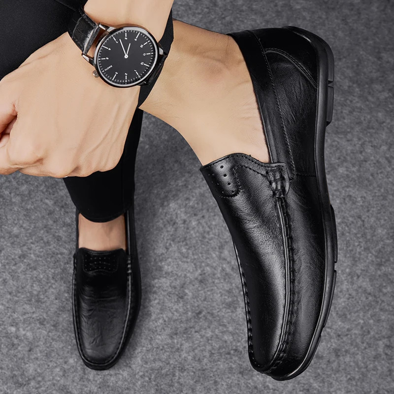 Business Classic Mens y highquality genuine leather formal evening party Comfortable flat bottomed lightweight shoes 250526