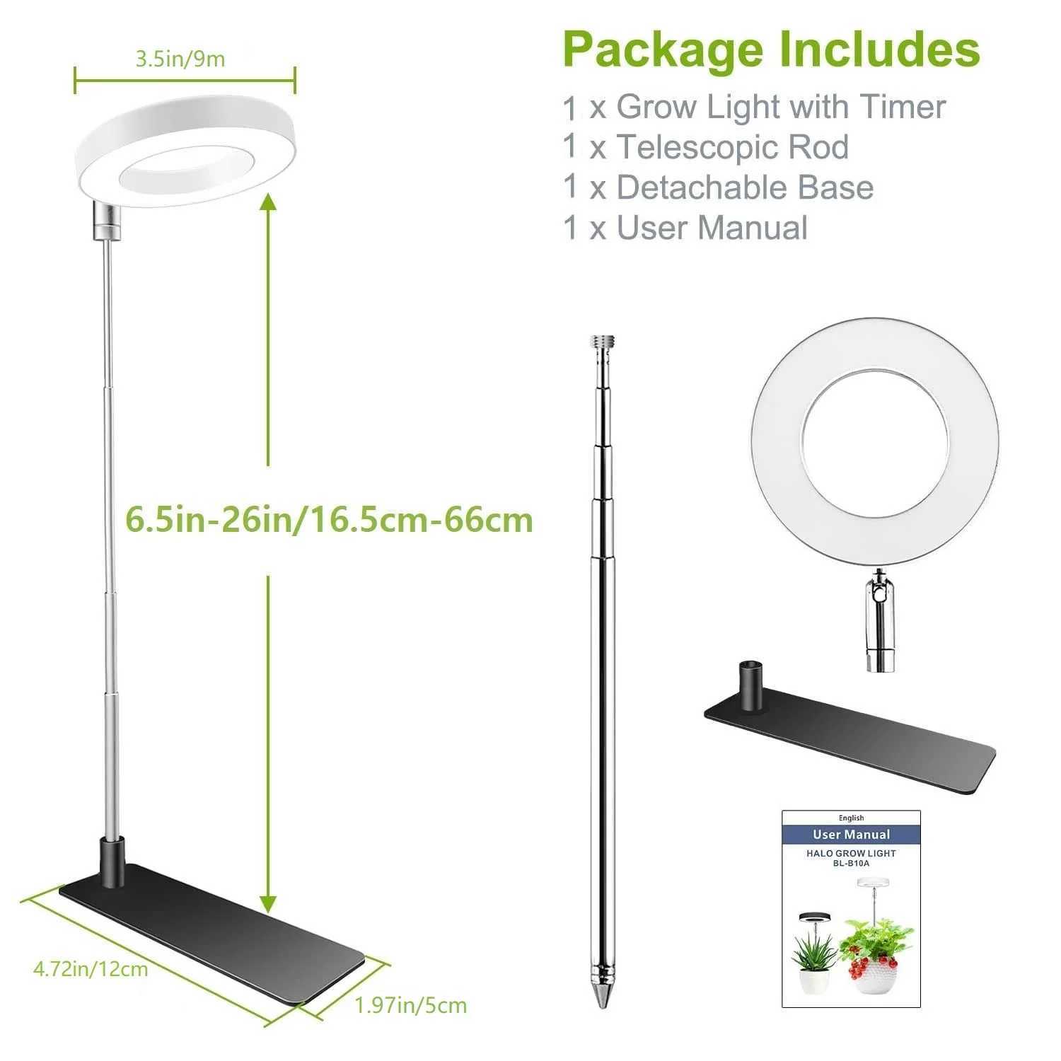 LED Ring Grow Lights Full Spectrum Halo Growing Lamp with Stand Base 3/6/12H Timer White Plant Light for Small Indoor GrowingXJ250526