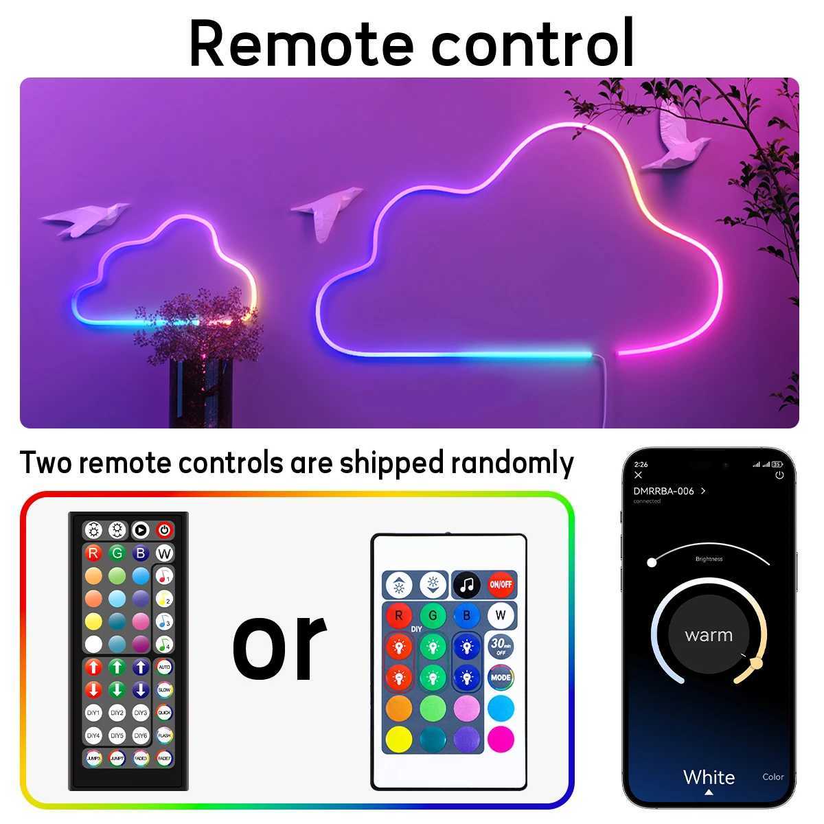 40M/30M RGB LED Neon Rope Lights Music Sync Control with App/Remote Flexible Lamp Color Change Waterproof for Indoor Outdoor W250526