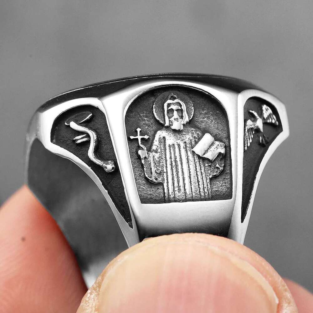 Catholic Saint Benedict Exorcism Amulet Men Rings Stainless Steel Women Jewelry Vintage Punk Fashion Accessories Gift Wholesale