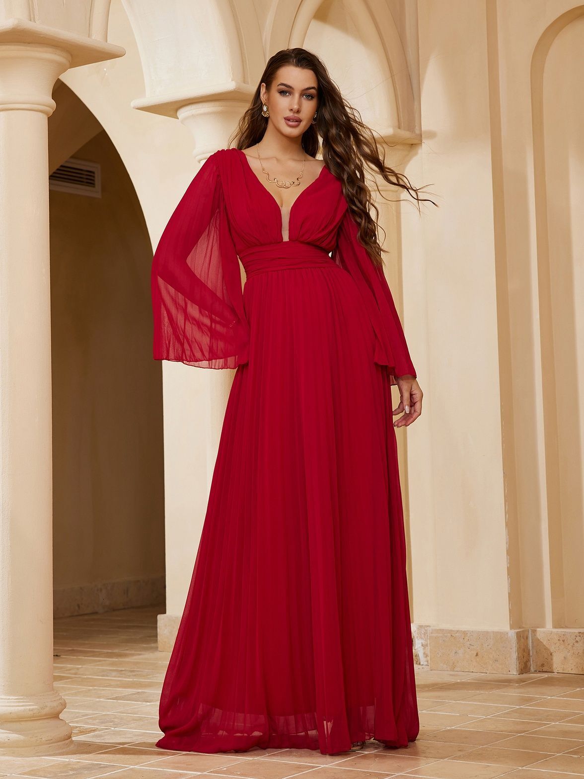 New Womens Sexy Deep V Long Sleeve Dress Slim Fit Dress