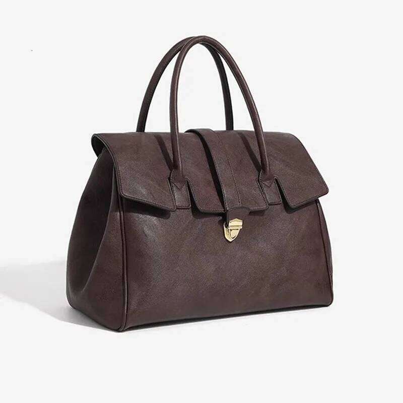 Retro Genuine Leather Tote 2025 New Top Layer Cowhide Large Capacity Briefcase Commuting Women's Bag