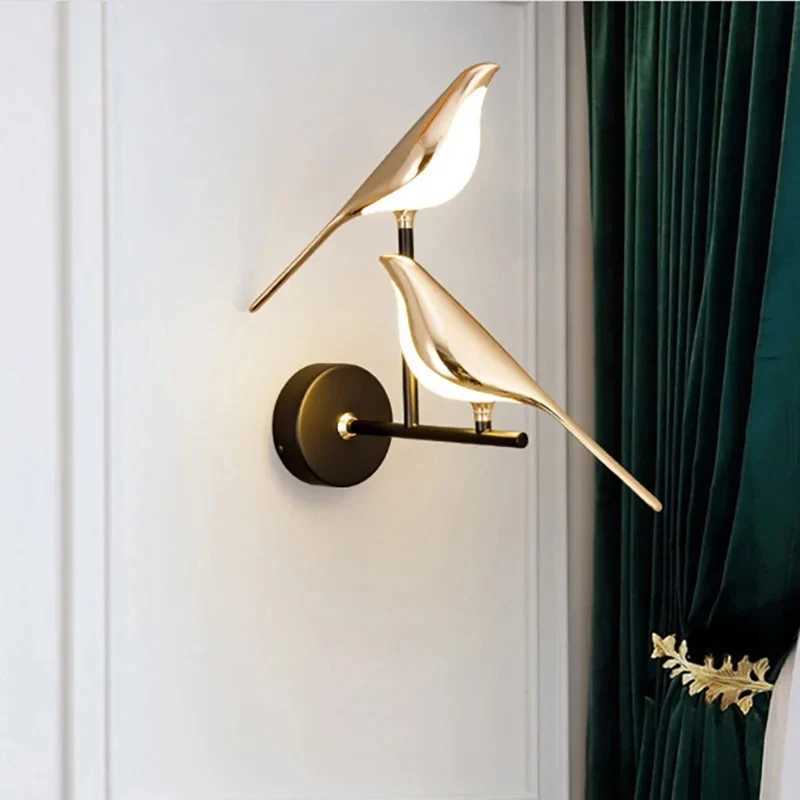 Nordic Golden Bird LED Wall Lights Parlor Bar Creative Wall Lamps Novelty Sconces Bedroom Bedside Lamp Living Room DecorationXJ250526