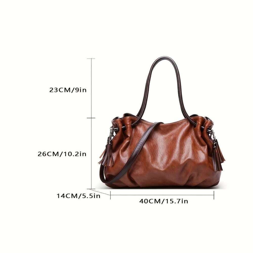 Vintage Soft Tote Large Capacity Shoulder Bag Women s Retro Handbag Purse For Commute bag