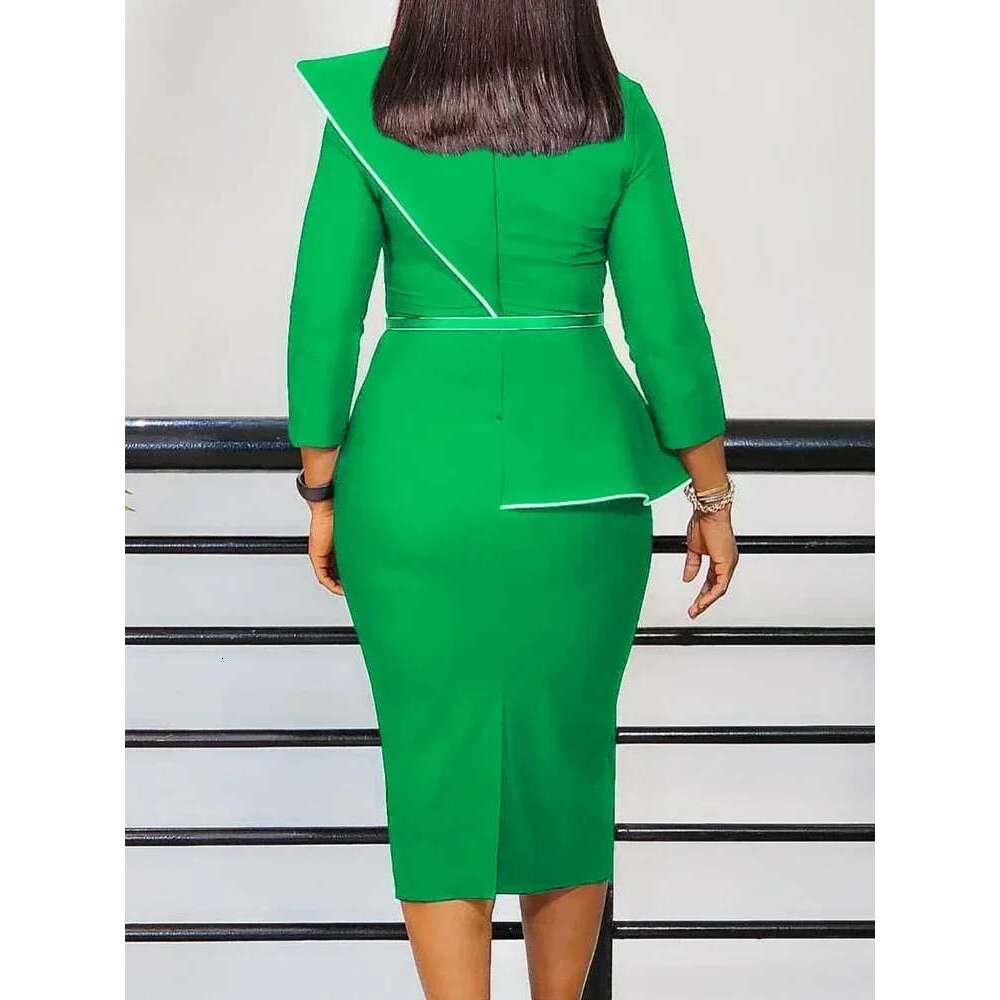 Elegant Church Dresses for Women 3D Flowers Classy Modest Office Ladies Female Autumn Winter Formal Event Date Bodycon Slim Gown