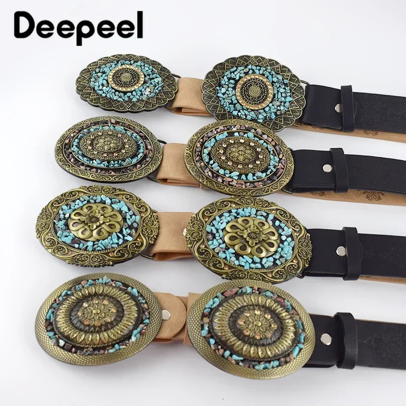 1Pc Deepeel 3.5*100/115cm Fashion Corset Wide Female Belt Alloy Smooth Buckle Belts with Stones Buckles Decorative Waistband 250520