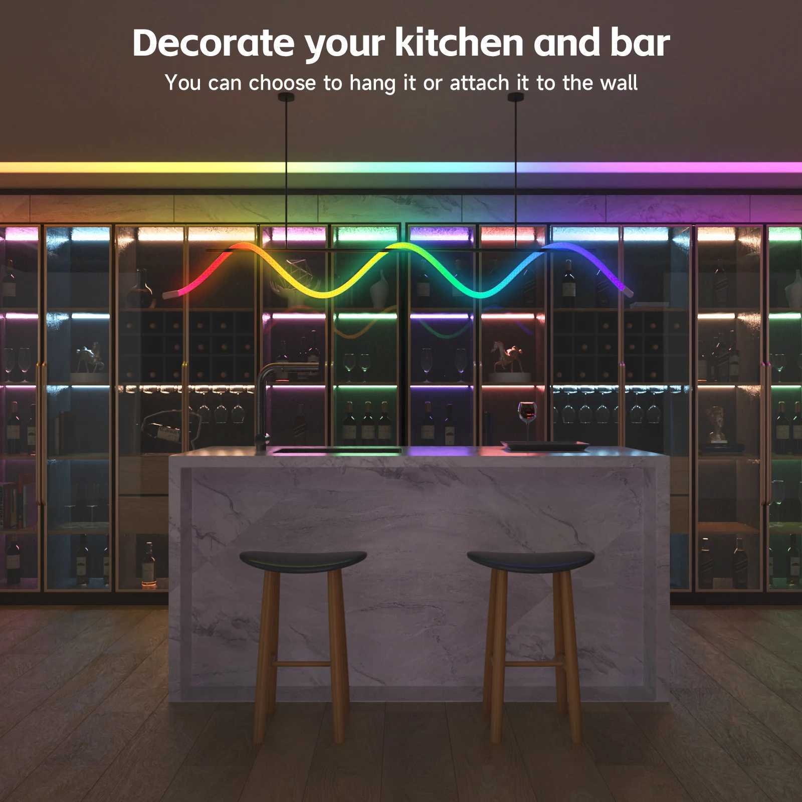 RGBIC Flexible Silicone LED Light Strip 5V Waterproof IP67 Round Reticulate Pattern 360 Degree Neon Glow Smart Rope Light W250526