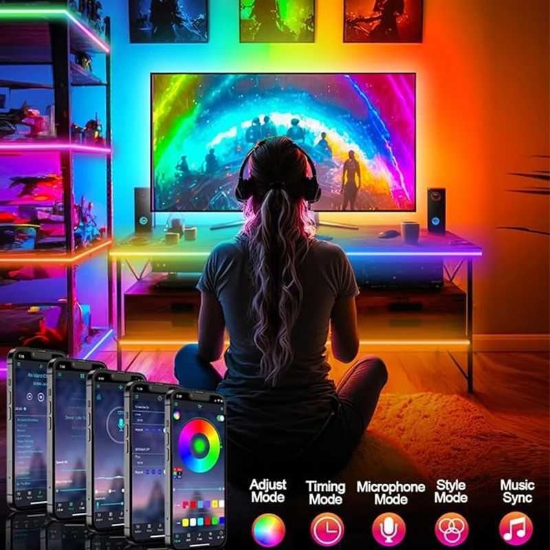 USB LED Strip Lights RGB LED Light Smart APP Control for TV Backlight Christmas Party Home Decor Lighting Ribbon Tape for Room W250526