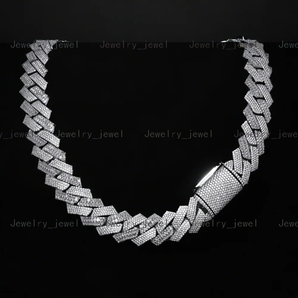 Linyin Custom Wholesale 925 Sterling Silver Jewelry Moissanite Cuban Chain Exquisite