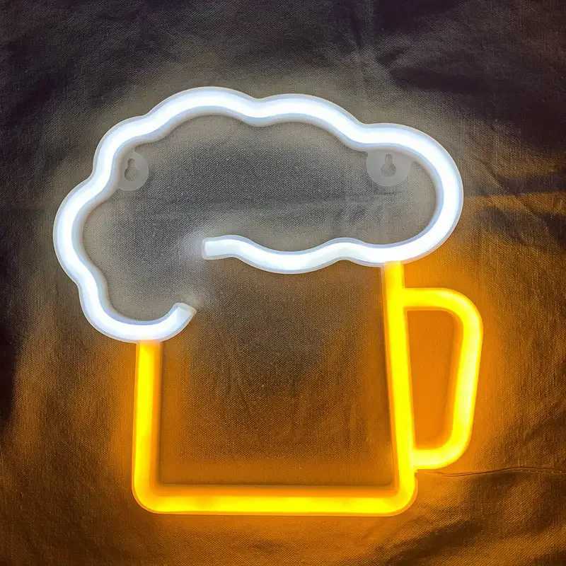 Modern Beer LED Neon Sign USB/Battery Powered LED Light for Bedroom Room Decoration Gift Night Light Decoration Party Holiday W250526