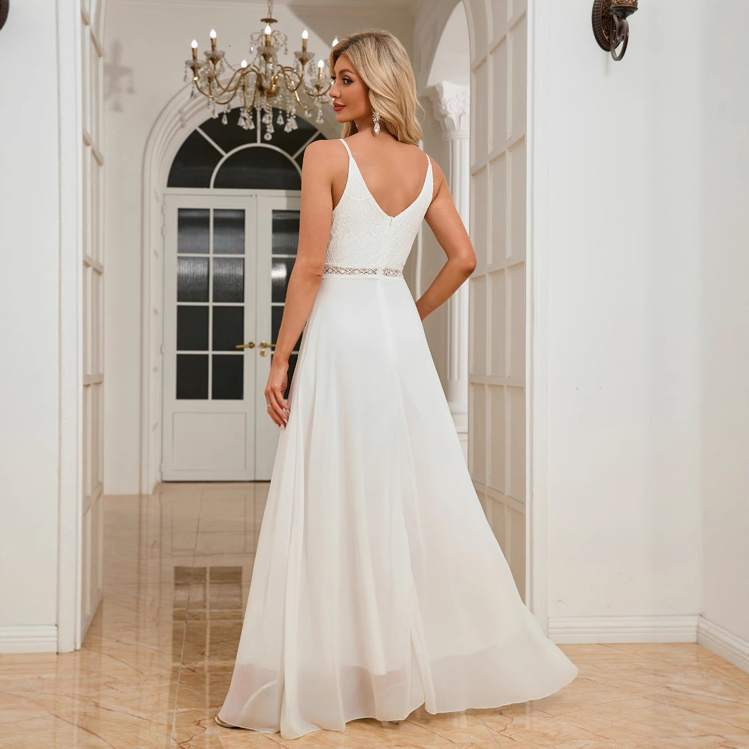 New long dress mesh dress bridesmaid dress elegant dress chiffon long dress