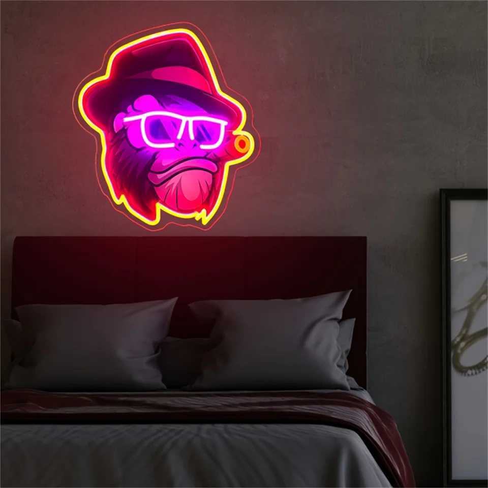 Monkey Neon Signs USB Powered LED Neon Lights For Wall Decor Childrens Bedroom Bar Man Cave Coffee Shop Market Decorations W250526