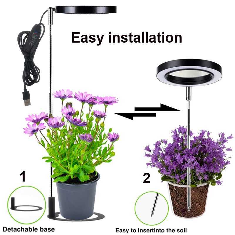 Plant Grow Light LED Growing Lamp Full Spectrum for Indoor Plants Height Adjustable Auto Timer 5V Idea for Small Plant LightXJ250526