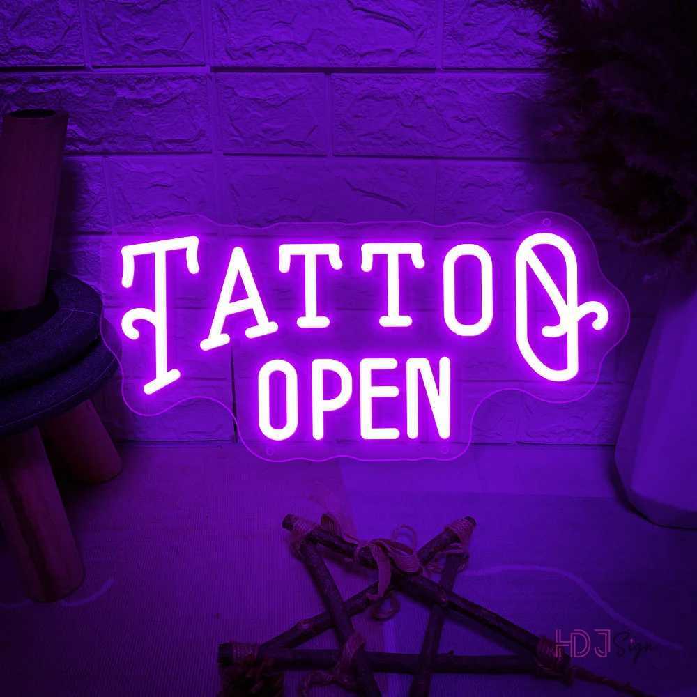 TATTO Open Neon LED Sign Tattoo Salon LED Neon Lights USB Room Wall Beauty Shop Decoration Tattoo Signs Neon Lamps Signboard W250526