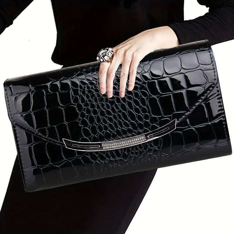 Women's Bags Designer Patent Leather Women's Large Capacity Chain Clutch Single Shoulder Straddle Bag