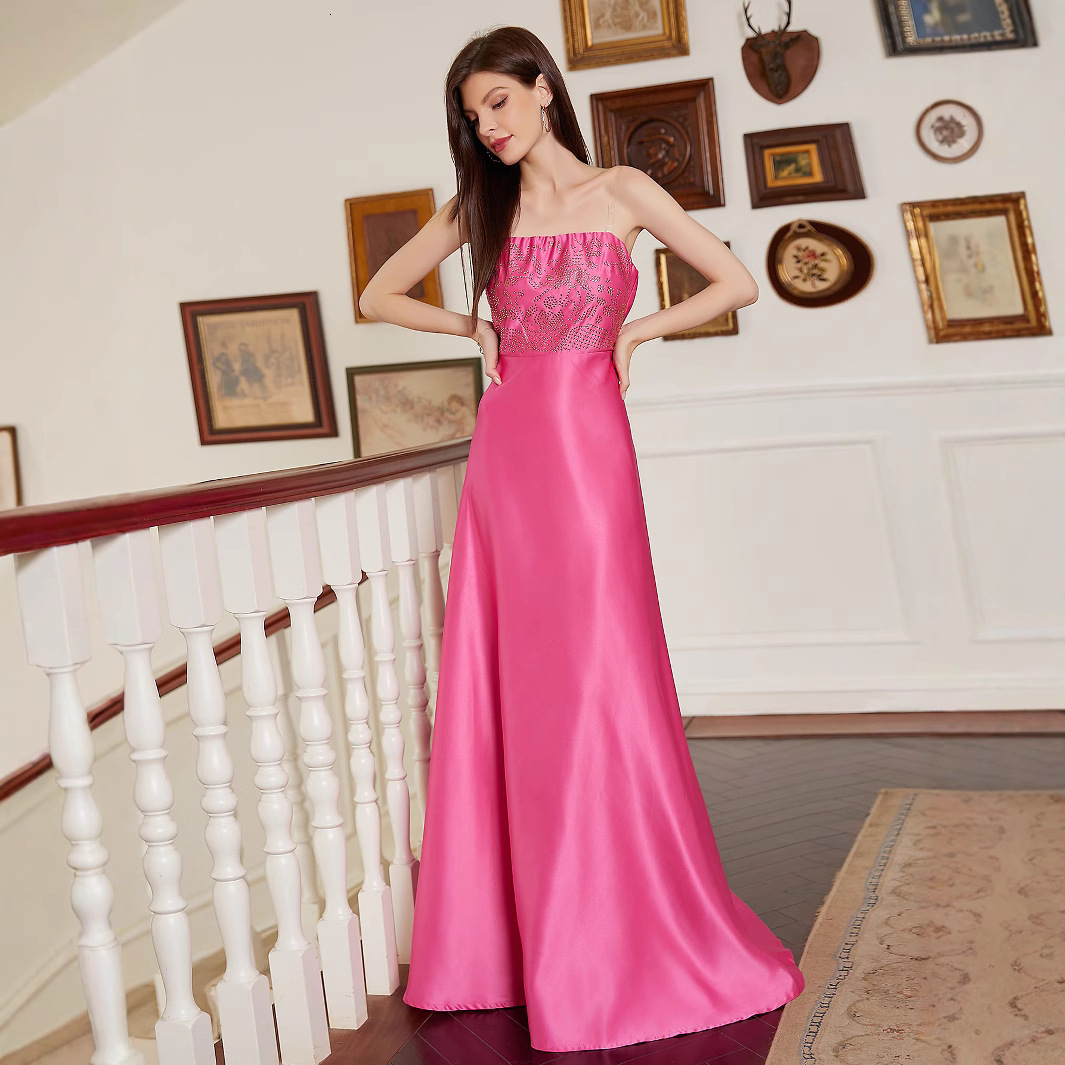 French light wedding dress simple 2025 new V-neck long sleeved banquet temperament evening dress engagement certificate dress