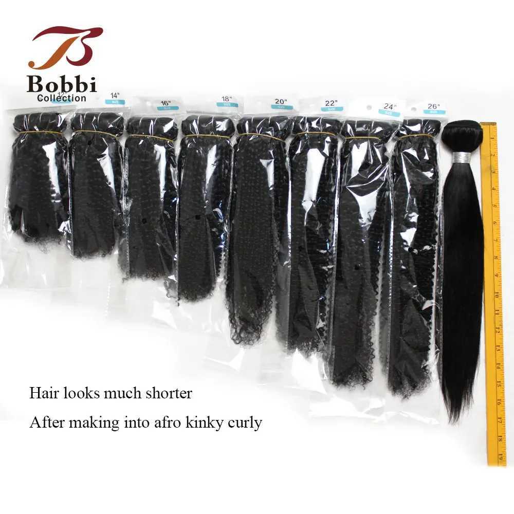 1 Bundle Kinky Curly Human Hair Weft Lace Closure Frontal 10-32 inch Natural Color Remy Hair Weave Extension Bobbi Collection S25526