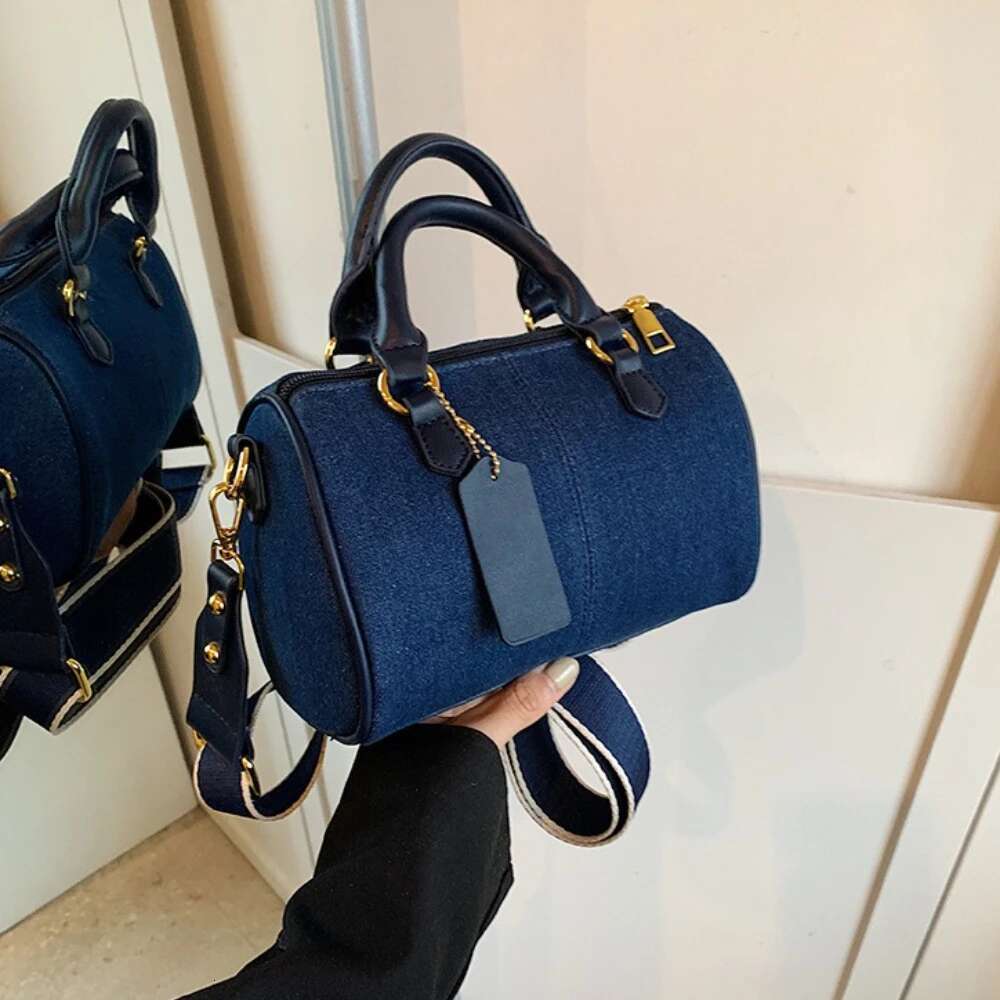 Cross Body Bags Casual Street Small Boston Bag Designer Purses Patchwork Colorblock Mini Handbags For Women Denim Shoulder