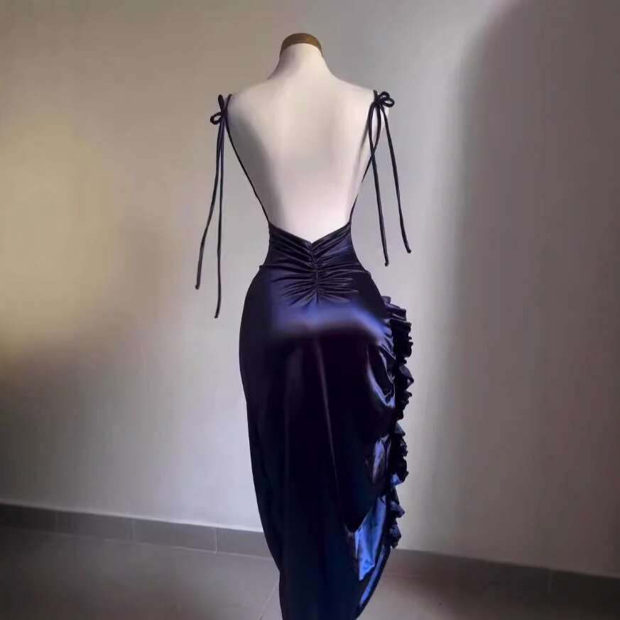 Backless Sexy Dress New Summer High End Y K Sexy Backless Strap Spicy Girl Dress Sexy Flowy Dresses