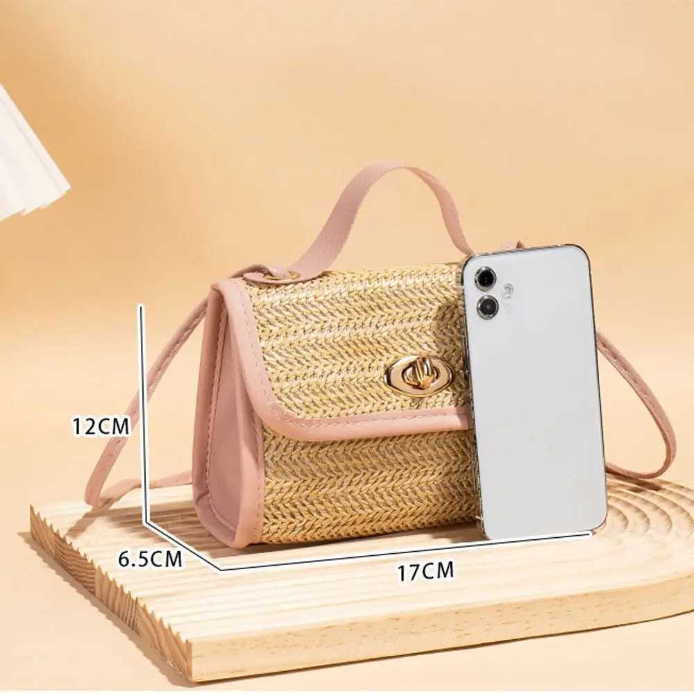 New Womens Woven Bag Messenger Straw Bag Causal Travel Ladies Tote Bag Handbag Square Fashion Satchels Bag XJ2520526