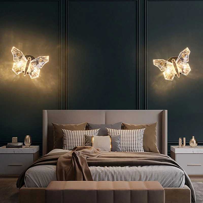 Nordic LED Butterfly Wall Lamp Indoor Lighting Bedside Wall Sconce Lamp For Living Room Corridor Stairs Hanging Light DecorationXJ250526