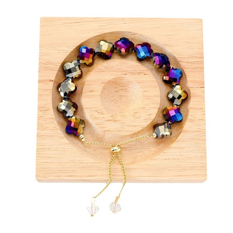 Colorful Beads Irregular Crystal Drawstring Course Adjustable Pendant Bracelet
