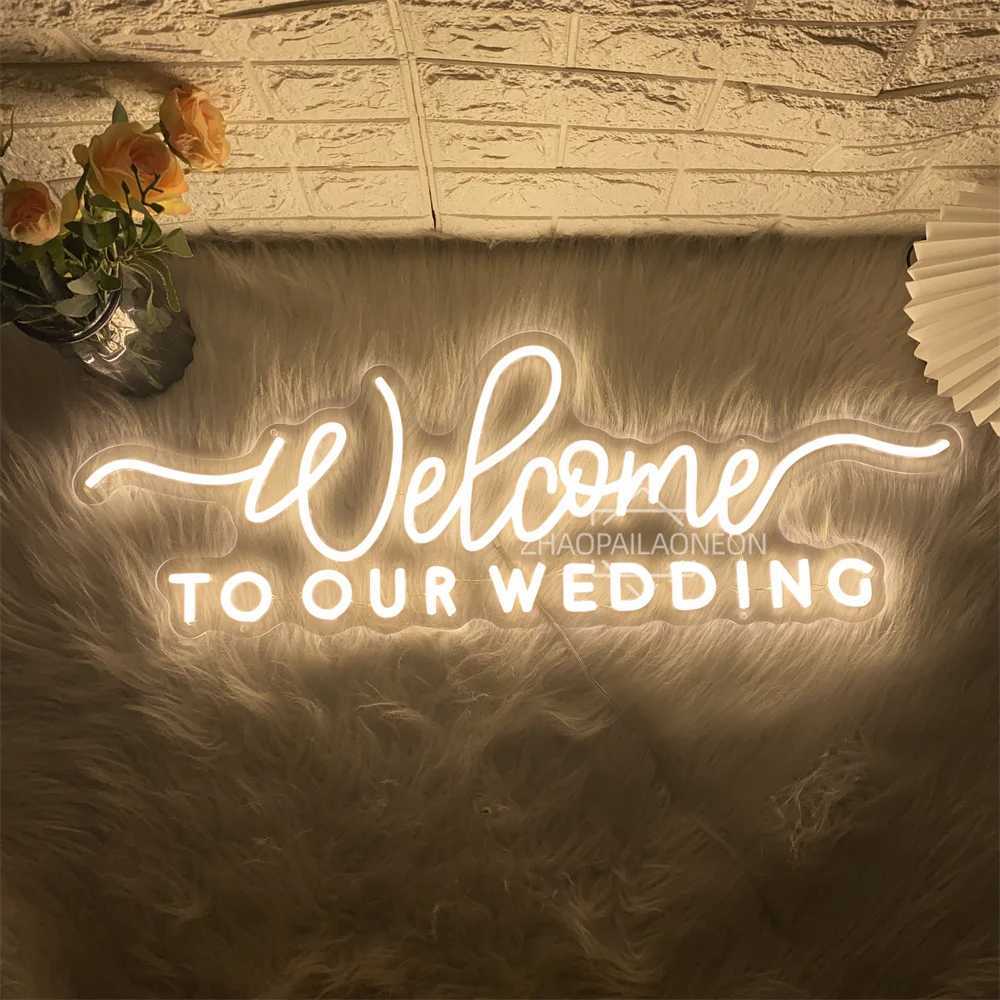Welcome to our wedding Neon LED Sign Wall Hanging Wedding Party Room Decor Engaged Neon Lights USB Wedding Decoration Signs W250526