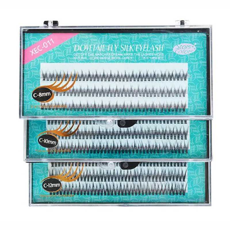 120 Bundles/Box Natural Fan Eyelashes High Quality Fish Tail Silk False Eye Lashes C Curl Dovetail Fly Eyelash Extension Makeup z250526ZEF8