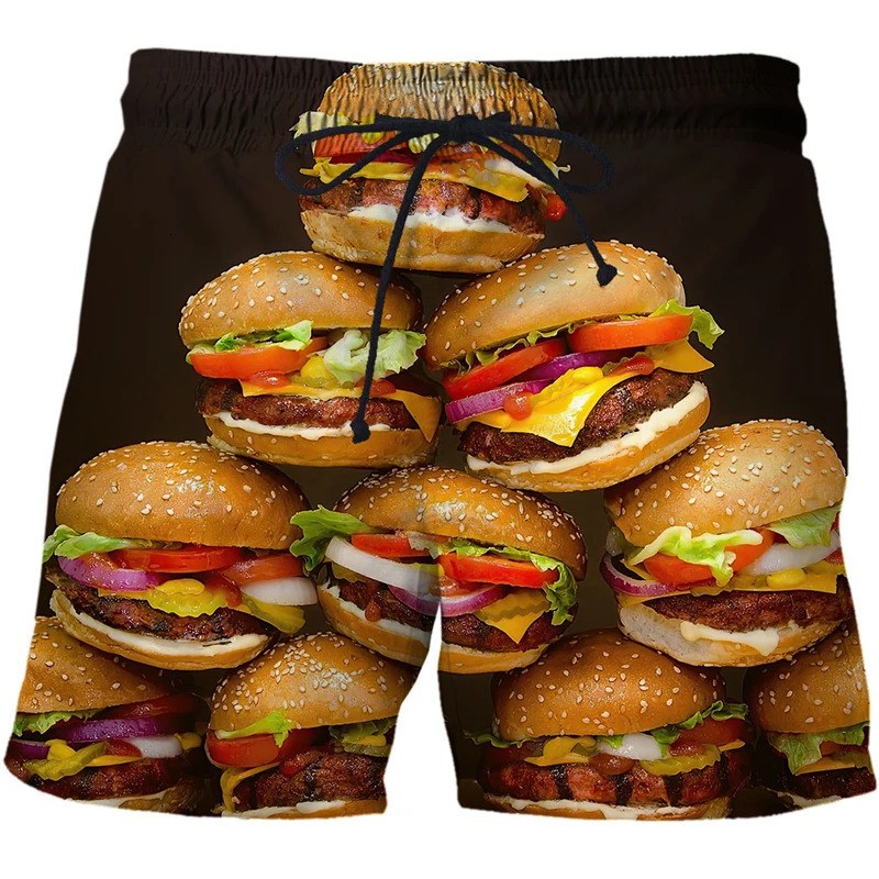 French Fries Shorts Chips Hamburg 3d Surfing Board Short Kids Beach Men Trunk Masculina Swimming Trunks Sports Briefs Boy Z260313