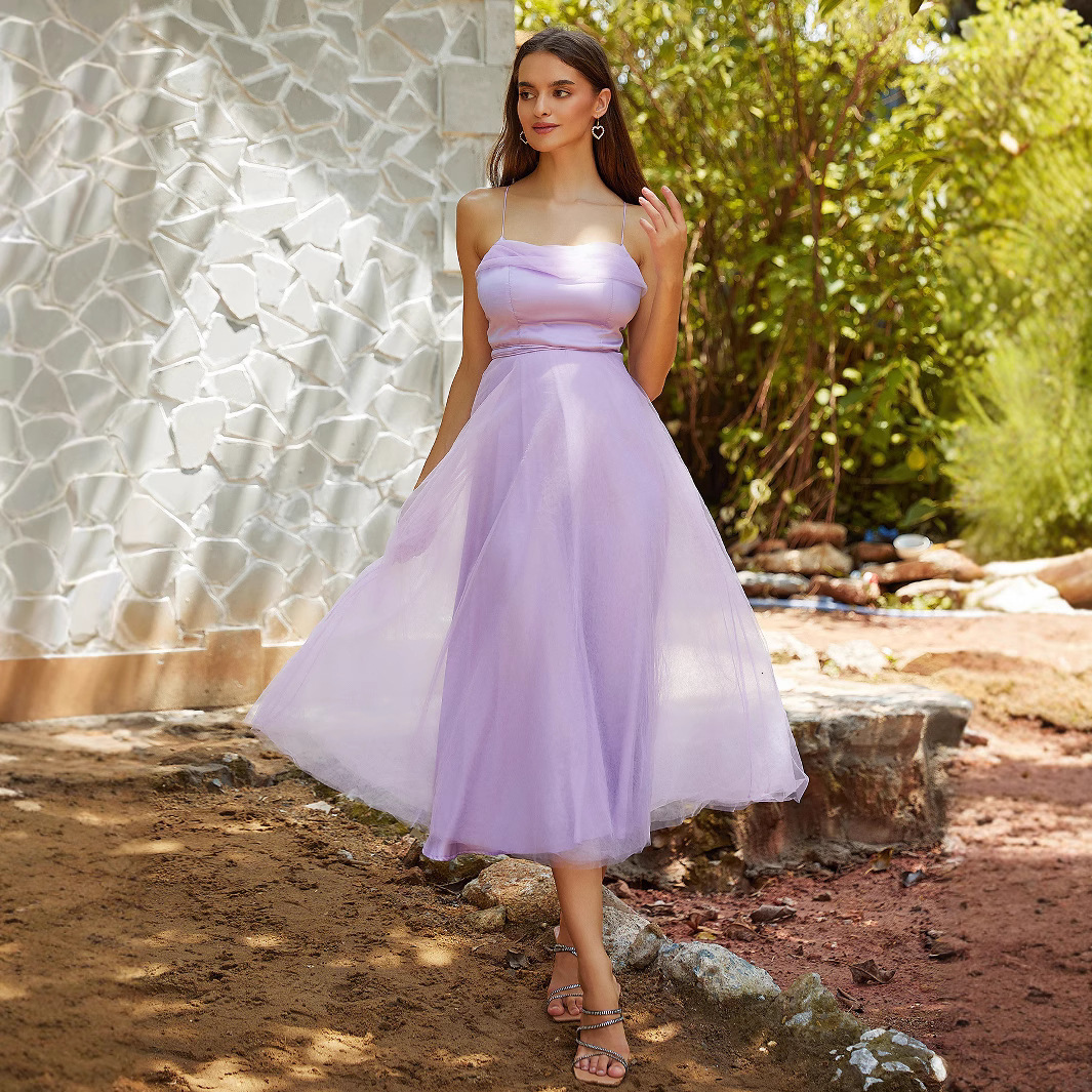 Dress Banquet Purple Strap Dress New Dress