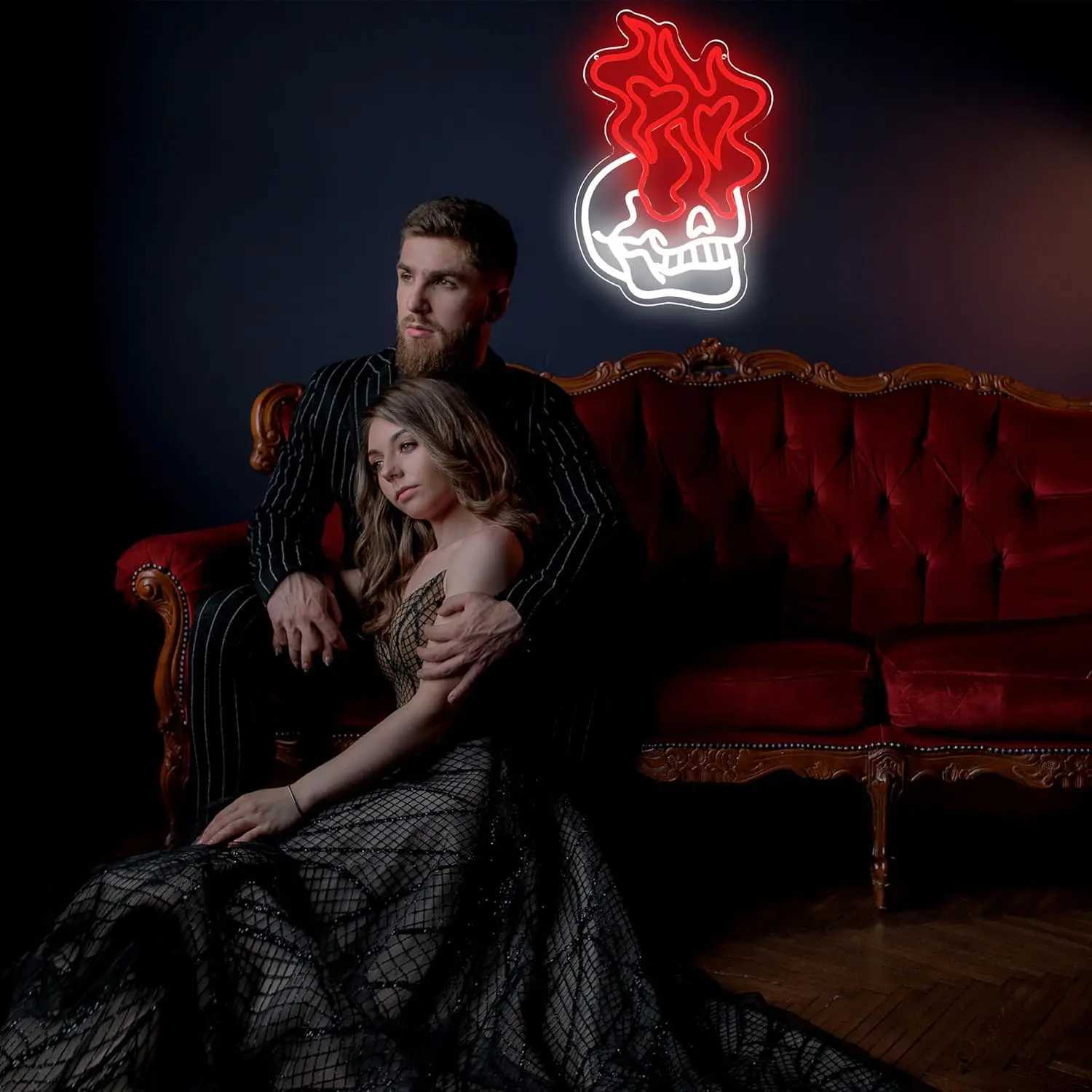 Flaming Skull Neon Sign USB Powered Dimmable Neon Light For Wall Decor Bedroom Man Cave Decor Party Birthday Handmade Art Gift W250526