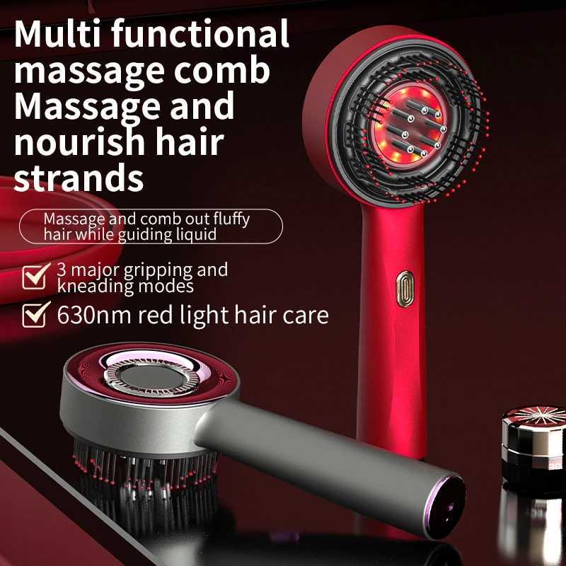 Electric Vibration Massage Comb Red Light Hair Growth Massage Scalp Brush Anti Hair Loss Liquid Oil Applicator Hair Care R250526