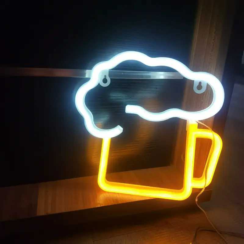 Modern Beer LED Neon Sign USB/Battery Powered LED Light for Bedroom Room Decoration Gift Night Light Decoration Party Holiday W250526