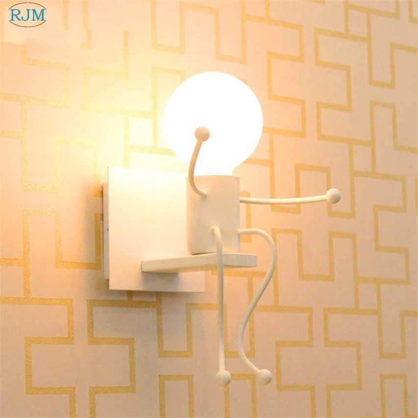 Nordic Modern Simple Creative Cartoon Children Iron Wall Lamps for Living Room Bedroom Bedside Hallway Indoor Lighting DecorXJ250526