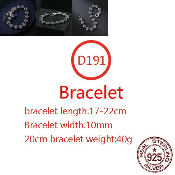 D191 S925 Sterling Silver Bracelet Fashion Letter Personalized Vintage Heart Cross Flower Peach Blossom Set Diamond Couple Punk Hip Hop Jewelry Style 