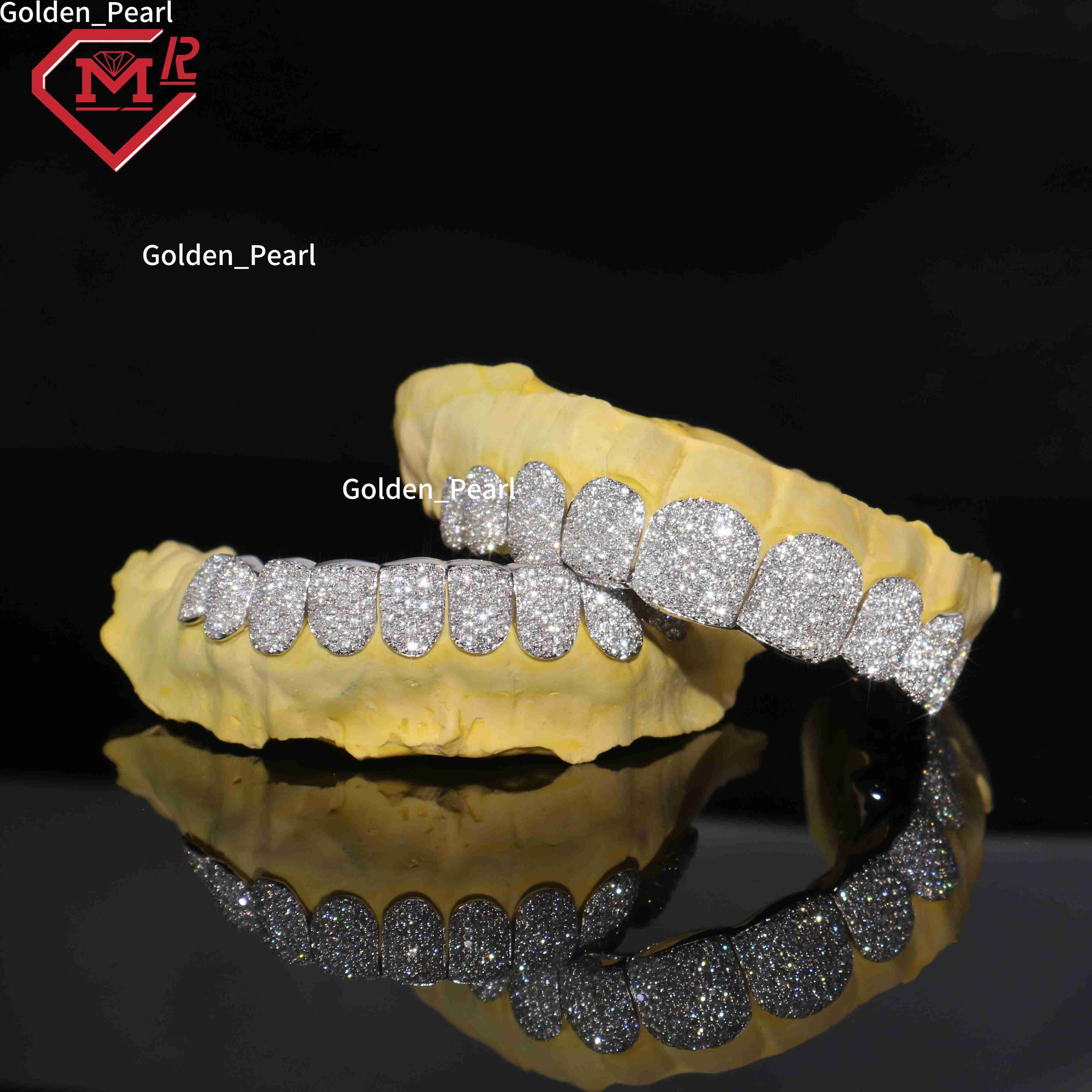 Super Sparkling Grillz Teeth Sterling Silver 925 Custom Hiphop Vvs Iced Out Moissanite Grillz