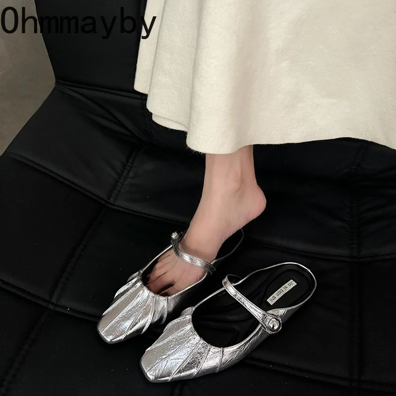 Spring Summer Women Mules Slippers Shoes Fashion Cover Toe Slip On Slides Casual Street Style Flats 250526