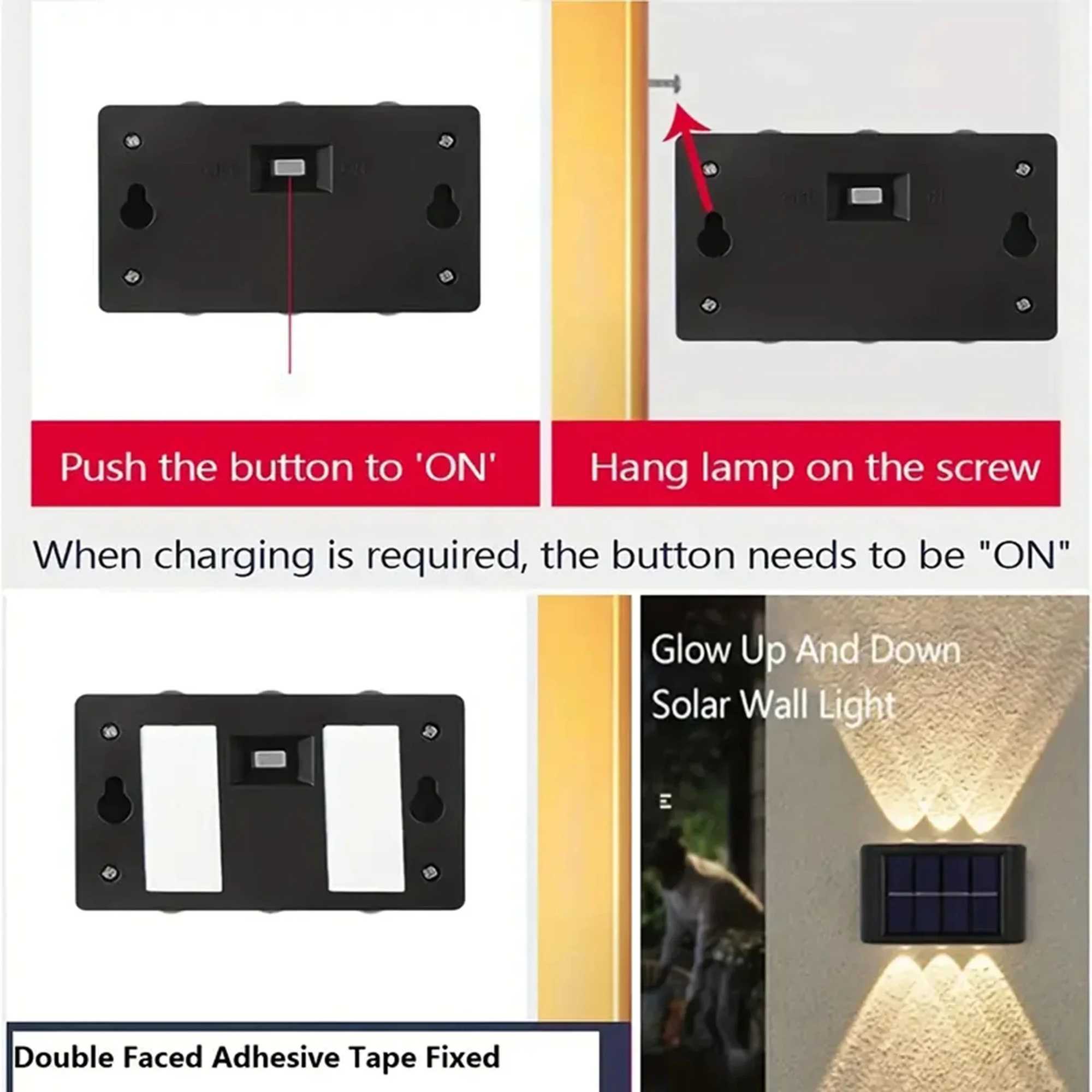 Solar Outdoor Wall Light 12 LED Waterproof Garden Light Courtyard Balustrade Decorative Atmosphere Lamp Down Luminous Solar LampXJ250526