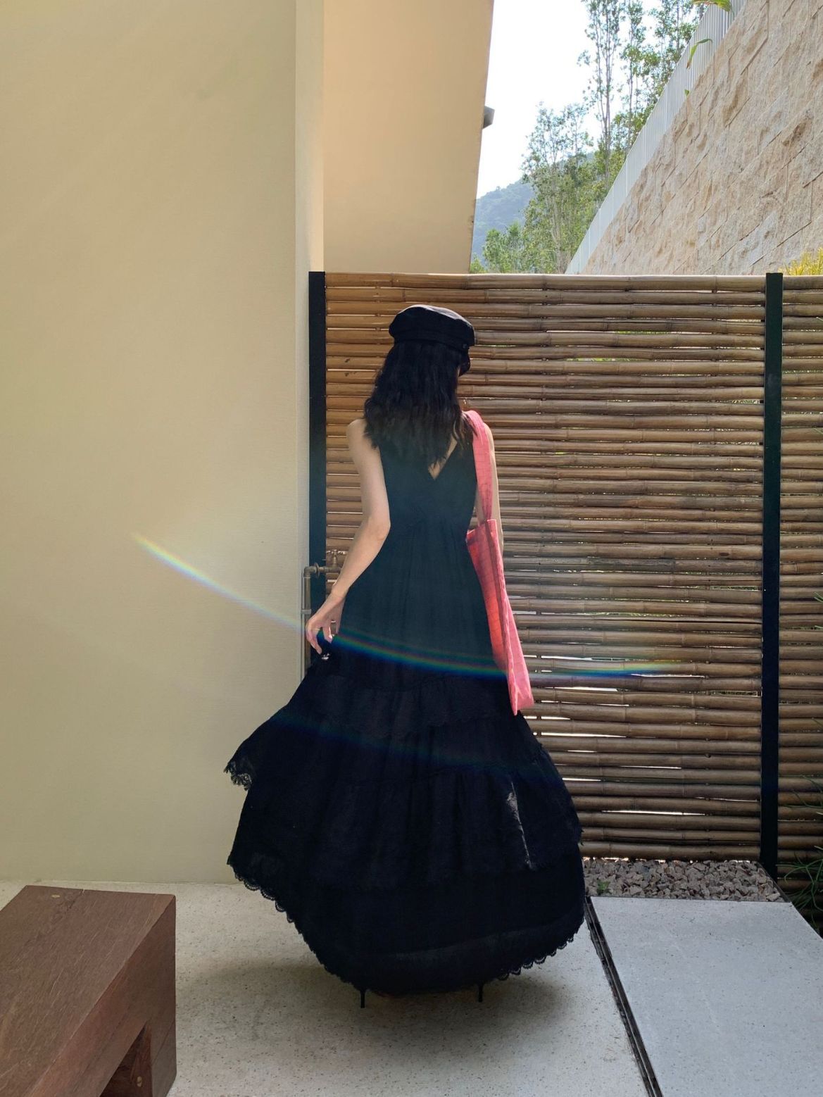 XR180 Summer French Cake Skirt Women's Temperament Sleeveless V-neck Dress