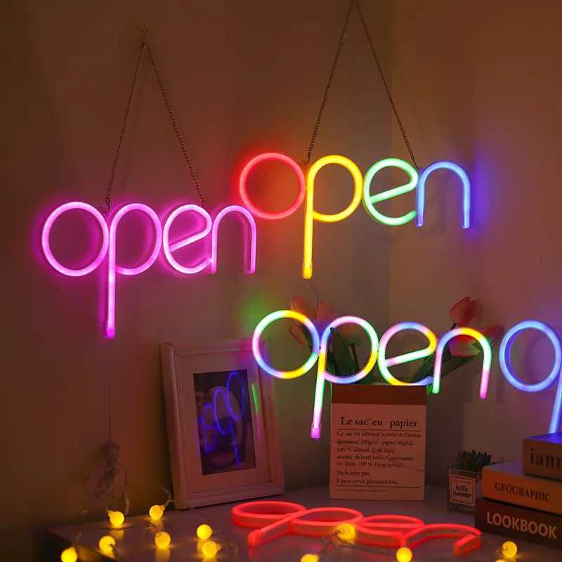 OPEN Letters Neon Sign Lights USB/Battery Powered LED Bar Light for Bedroom Room Decoration Gift Night Light Party Holiday N10 W250526