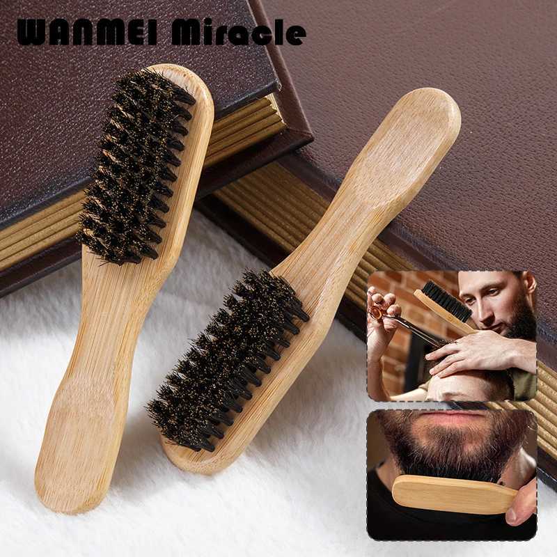 1pcs Men Beard Hair Styling Brush Bamboo Boar Bristles Brush Suitable for Salon Home Multifunctional Cleaning Brush Barber Tool R250526